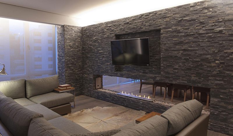 Rivestire le pareti con la pietra camino bagno cucina